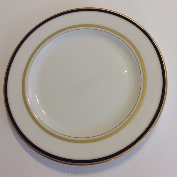 Lenox Other - LENOX KATE SPADE Set of 5 NWT Library Lane Navy Butter Plates Made in USA Gold